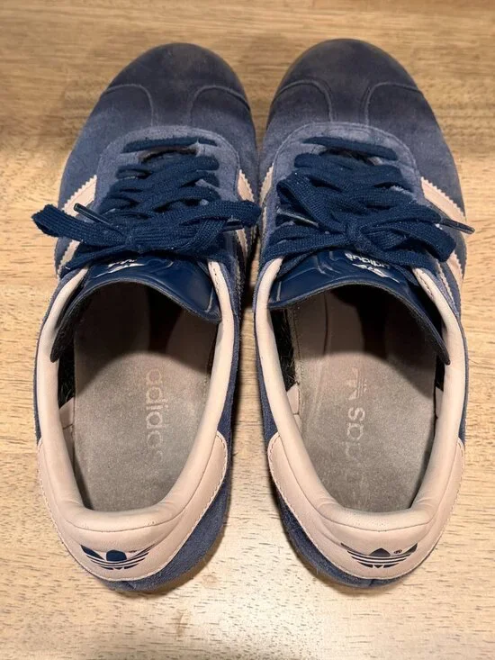 adidas Gazelle Navy Blue & Cream Sneakers Mens 8 / Womens 9.5 - Picture 5 of 8